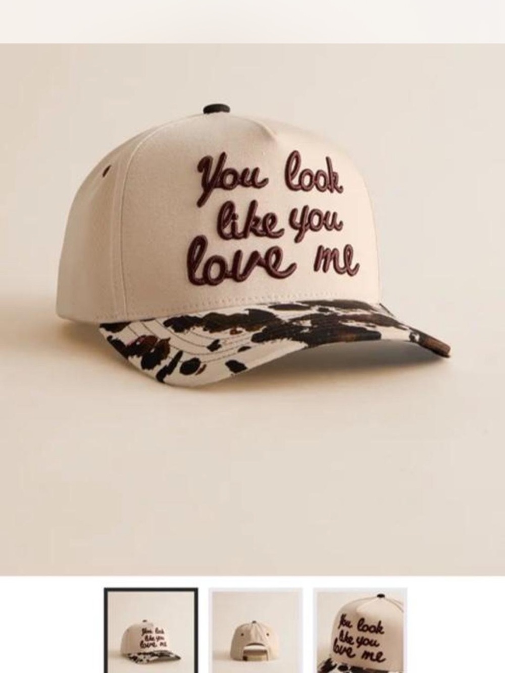Buckle Beige Baseball Cap with Leopard-Print Brim